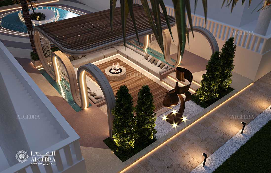 مخطط تصميم المناظر الطبيعية للفيلا