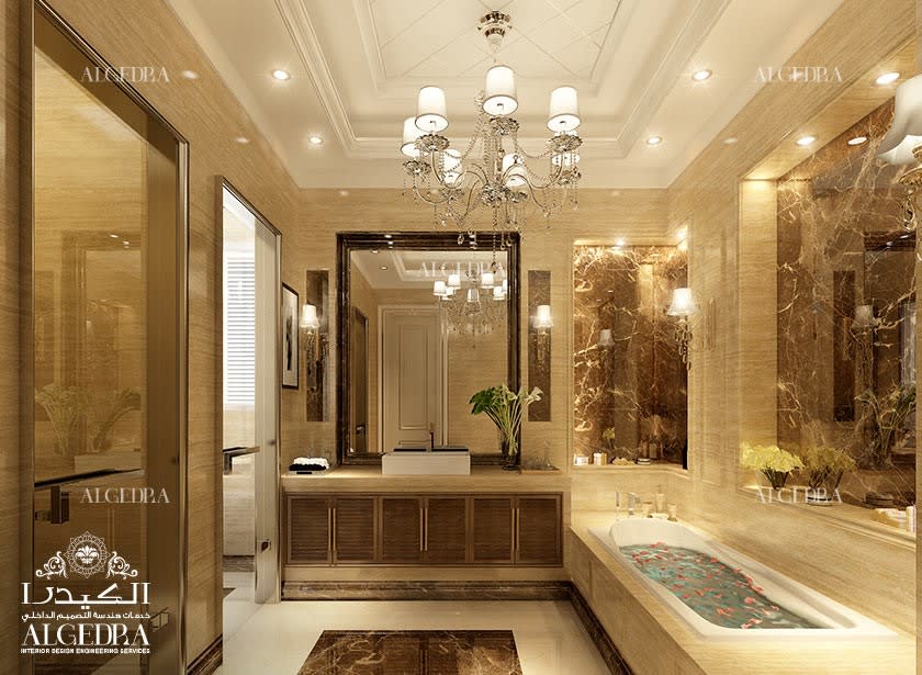 golden bathroom interior