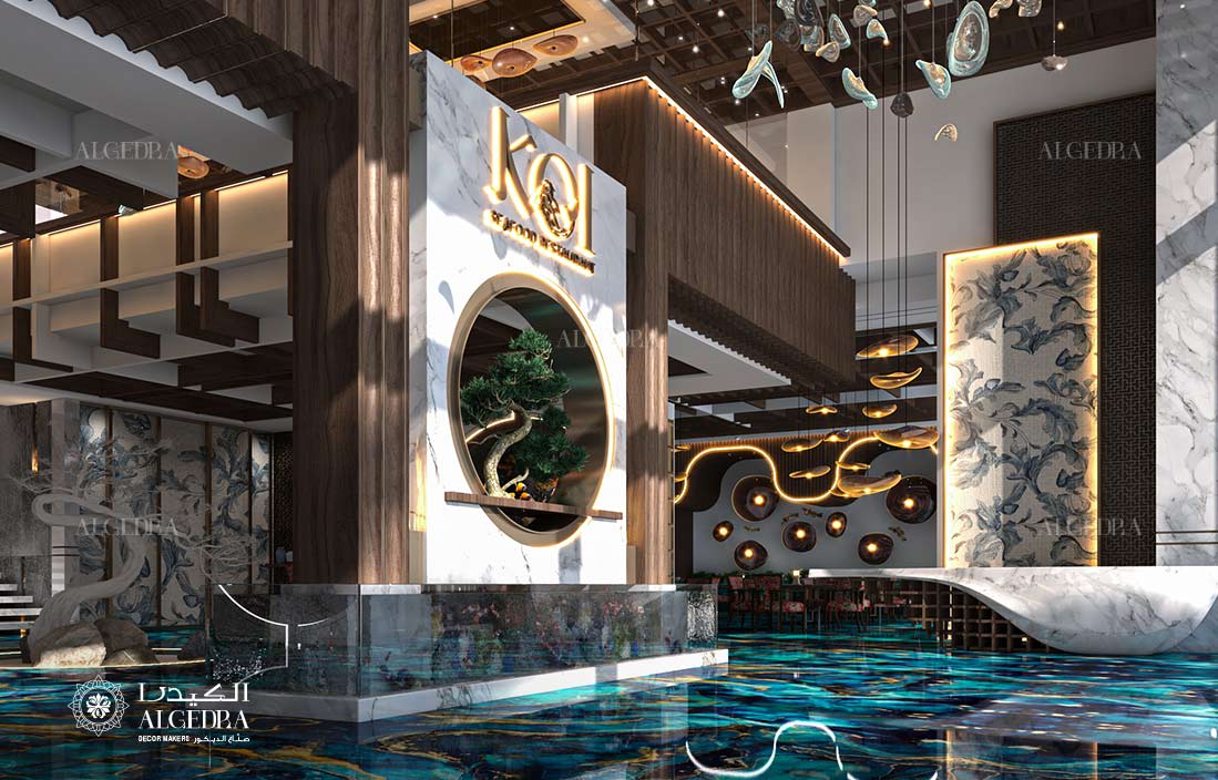 تصميم داخلي بسيط للمطعم