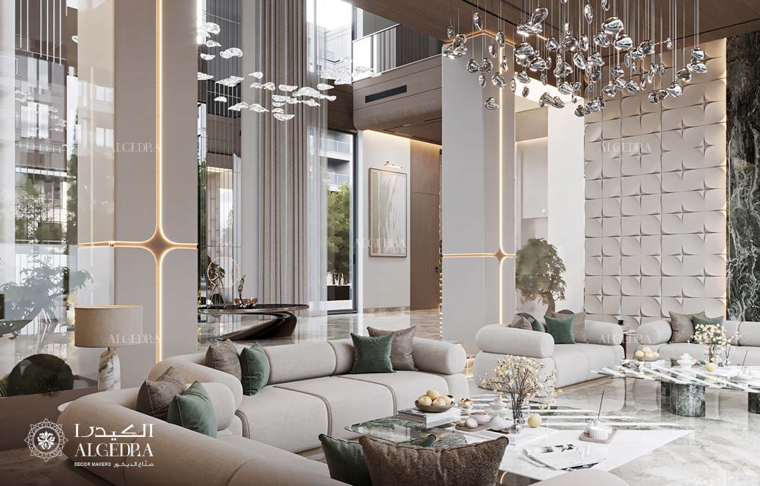 تصميم داخلي عضوي معاصر لفيلا في داماك هيلز