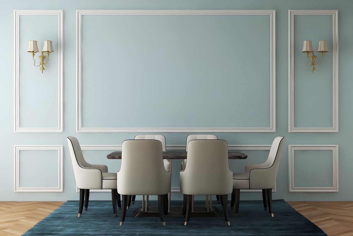 Victorian dining room with ornate wood panelling