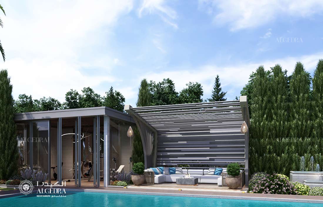 تصميم حديقة فيلا بمناظر طبيعية