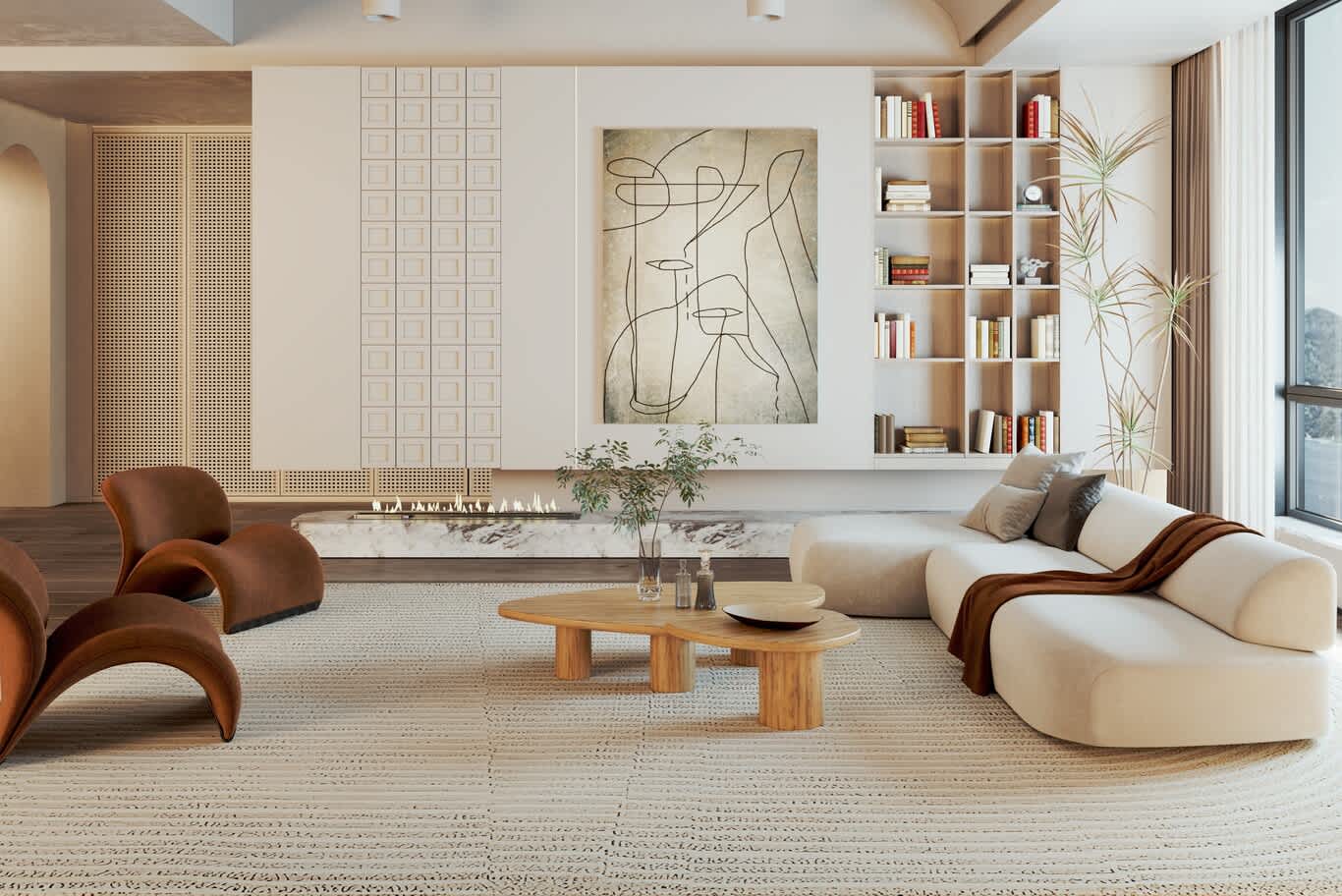 terracotta and stone interiors