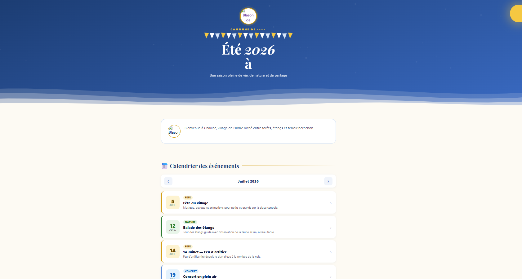 Temporary event website