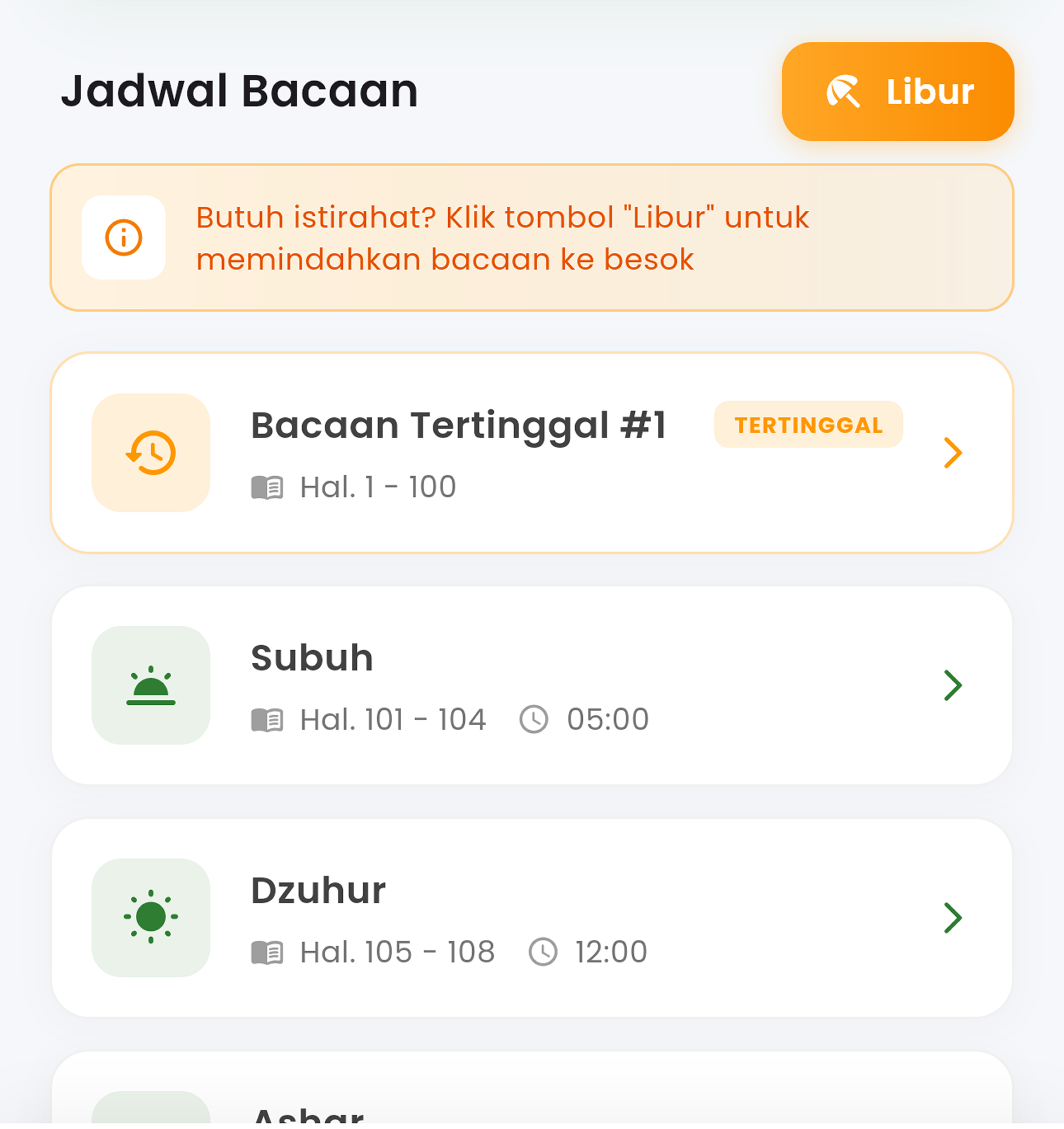 Pribadi - Pantau progres bacaan pribadi Anda setiap hari.