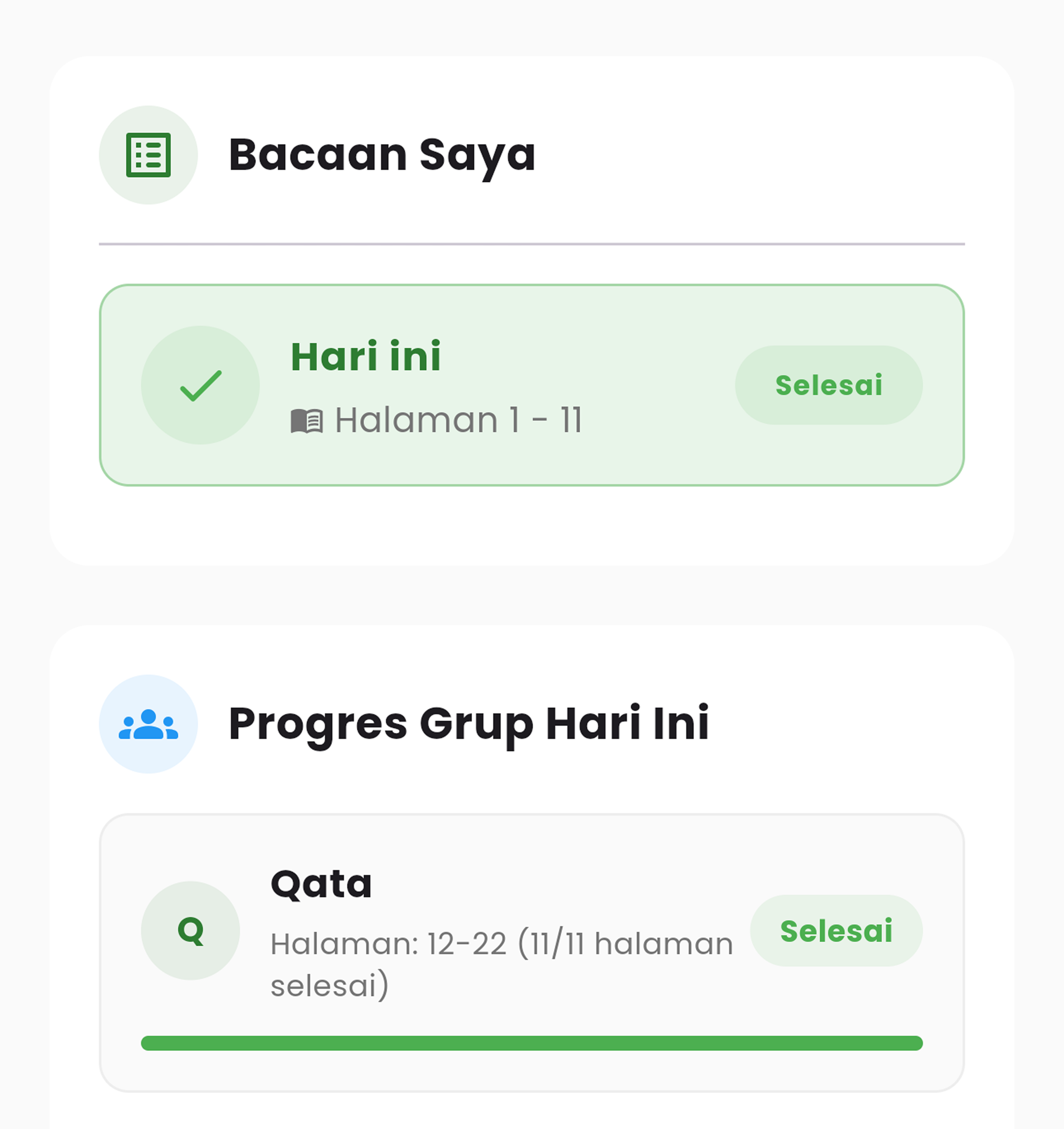 Khatam Bersama Grup - Lihat progres anggota grup lainnya secara real-time.
