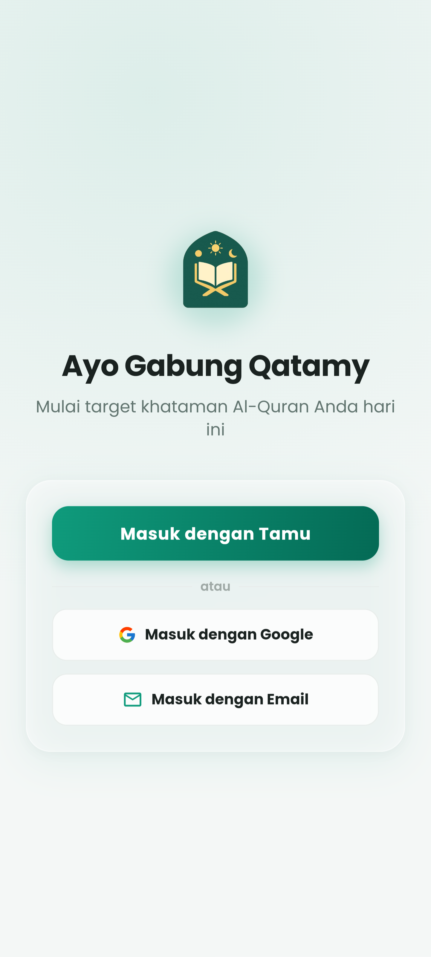 Mulai Qatamy - Tampilan awal aplikasi
