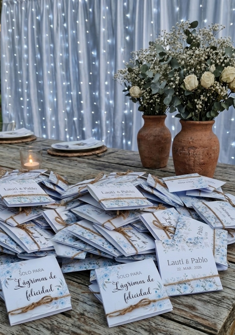 pañuelos para lágrimas de felicidad — pañuelitos descartables personalizados para eventos — foto 1