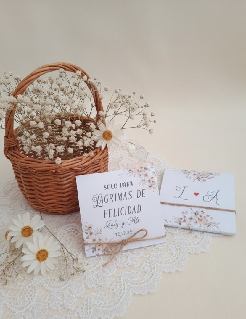 pañuelos para lágrimas de felicidad — pañuelitos descartables personalizados para eventos — foto 3