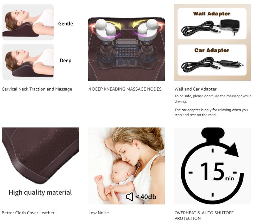 Boriwat Back Massager with Heat, Massagers for Neck and Back, 3D Kneading  Massage Pillow for Back, Neck, Shoulder, Leg Pain Relief, Gifts for Men