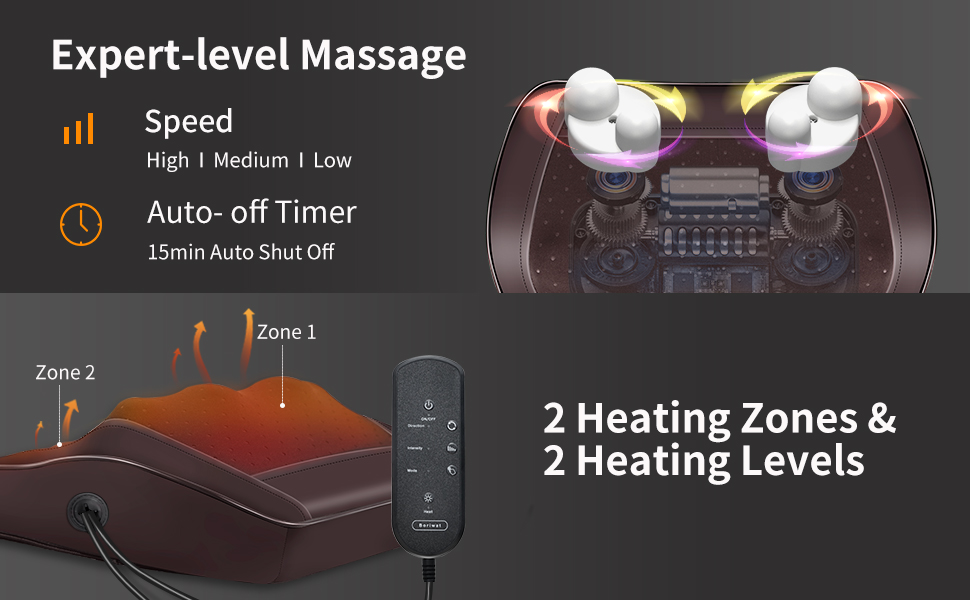  Boriwat 5D Kneading Neck Massager with Heat, Deep Tissue Back  Neck Massagers for Pain Relief, Electric Shiatsu Massage Pillow for Neck,  Back, Shoulder, Leg, Stress Relax at Home Office : Health