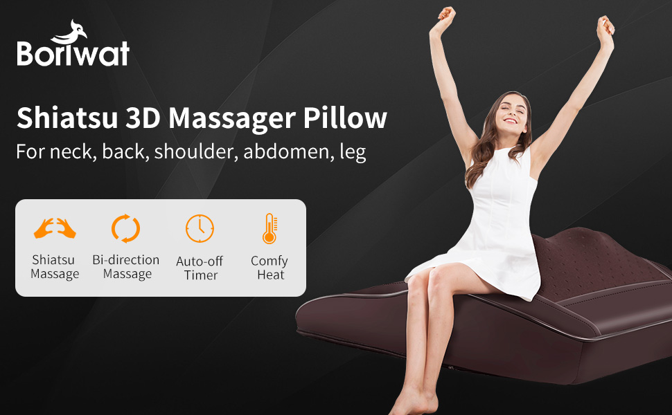  Boriwat 5D Kneading Neck Massager with Heat, Deep Tissue Back  Neck Massagers for Pain Relief, Electric Shiatsu Massage Pillow for Neck,  Back, Shoulder, Leg, Stress Relax at Home Office : Health