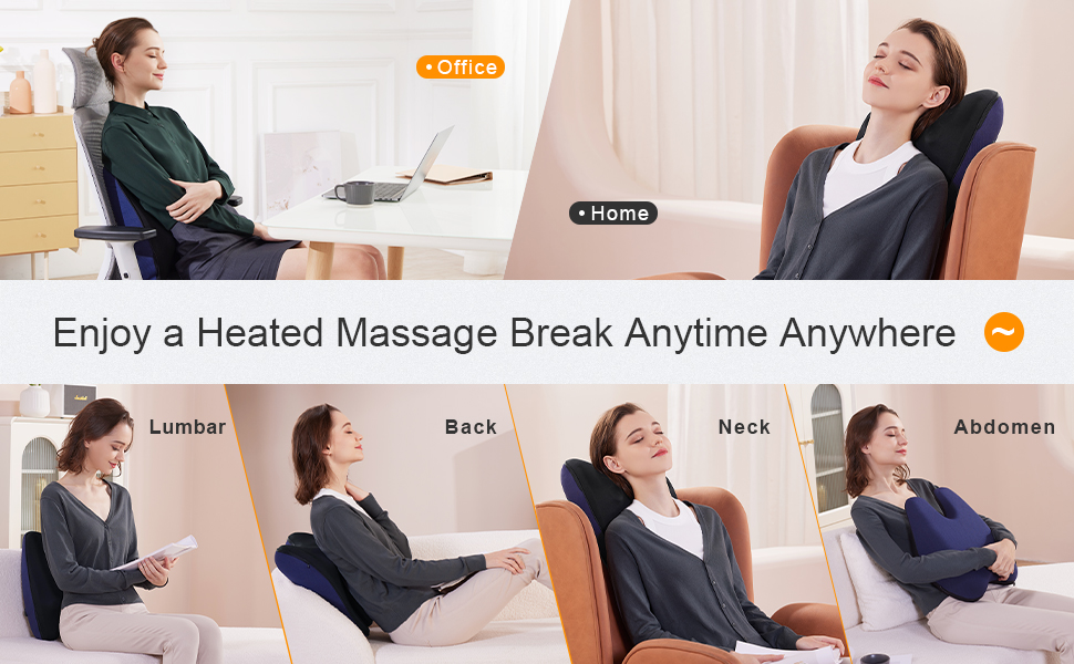  Lentcare Shiatsu Back and Neck Massager 4 Heated Rollers with  Heat - 3D Kneading Deep Tissue Massage Pillow with AC Adapter (Wired) for  Office, Home, Car, Chair, Athletes & Muscle Pain
