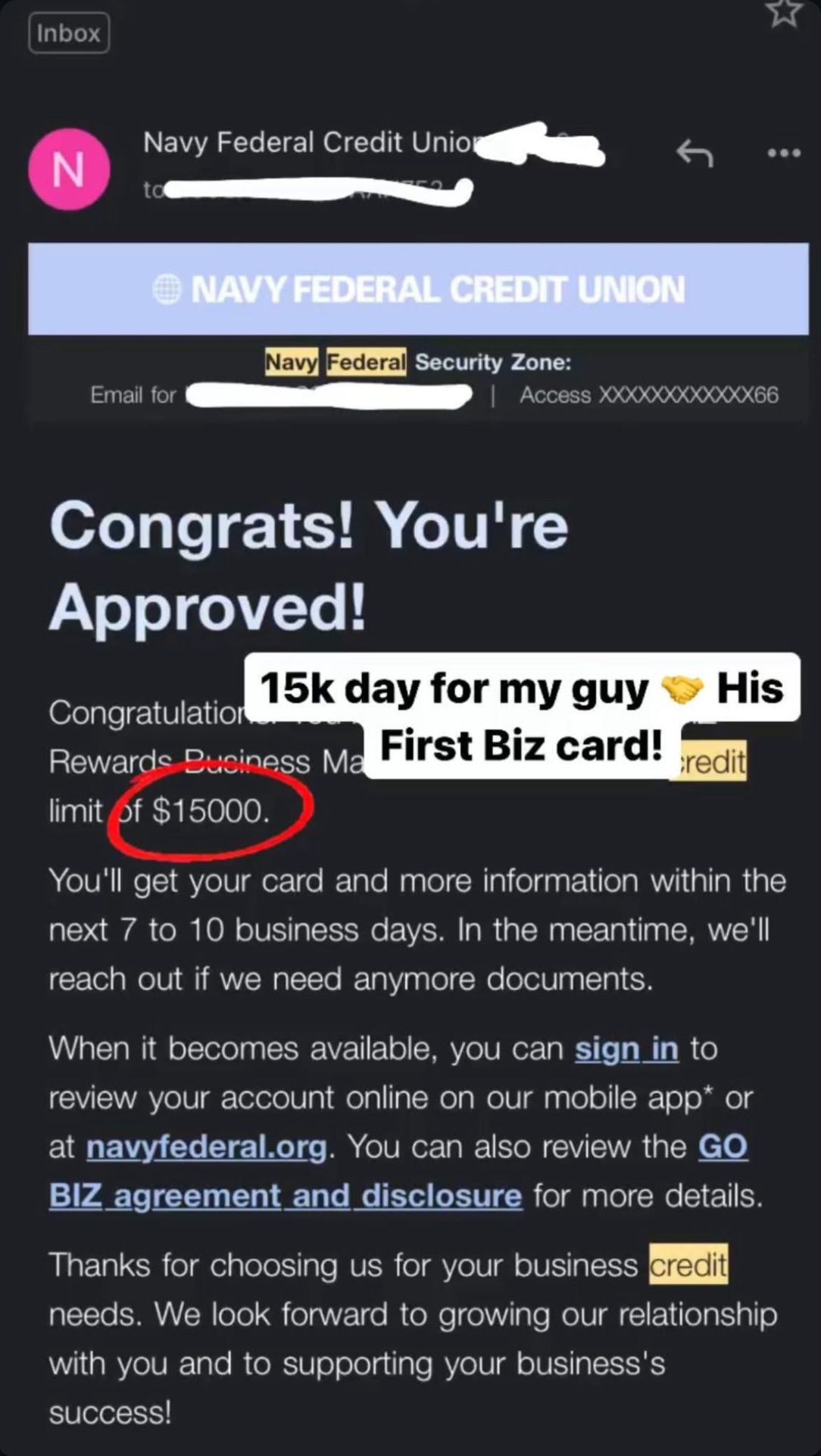 Credit card approval