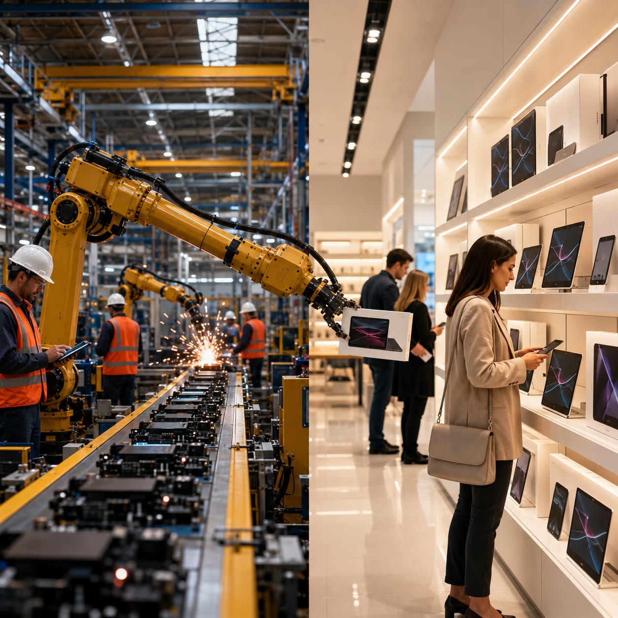 Manufacturing and retail industry visual.
