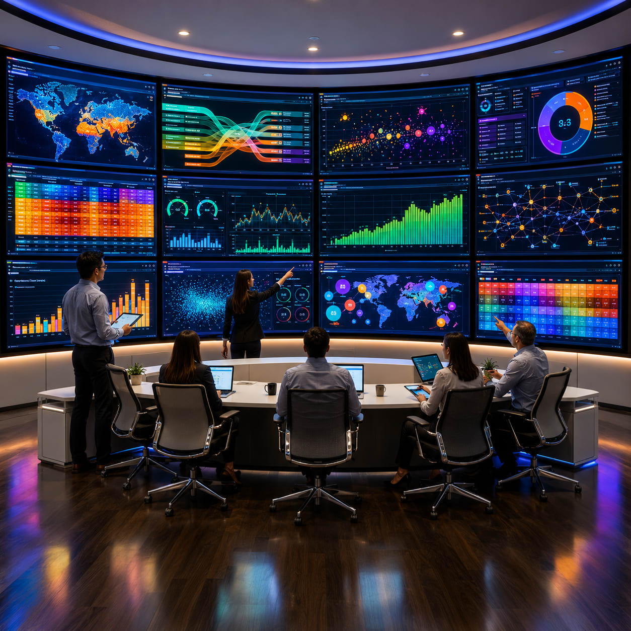 BI and analytics — dashboards wired to ERP, Oracle, and custom systems of record