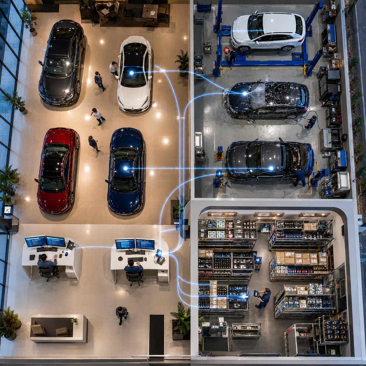 Automotive OEM dealership network using digital portal for parts and order management