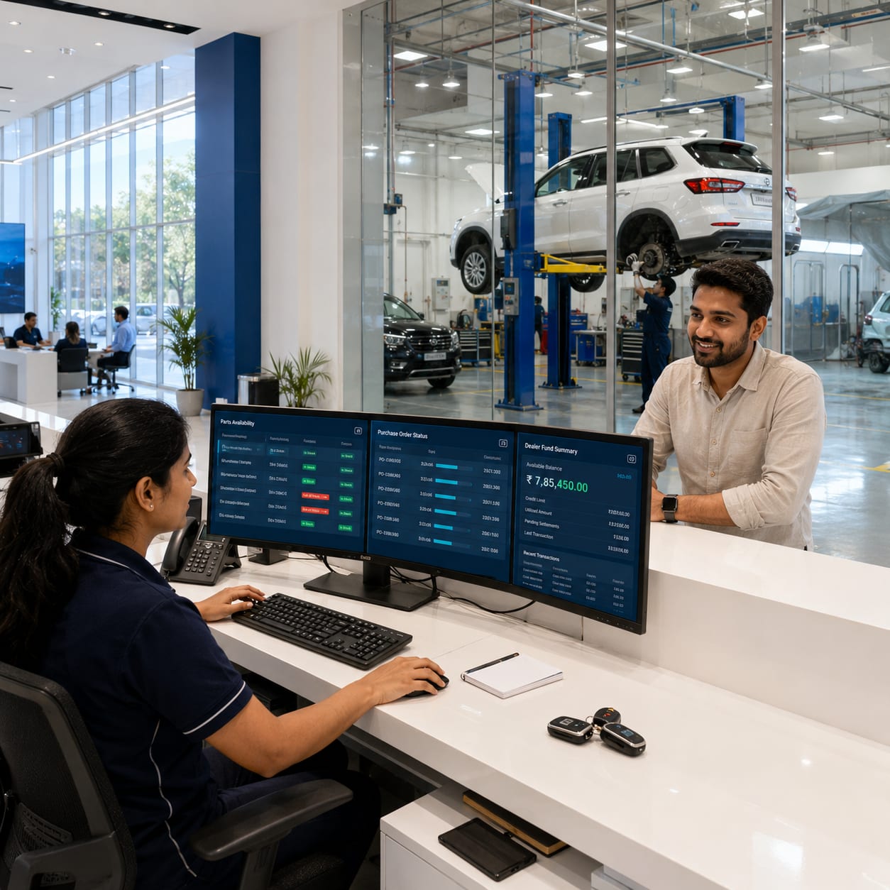 Dealer using support portal to check parts, orders and claims