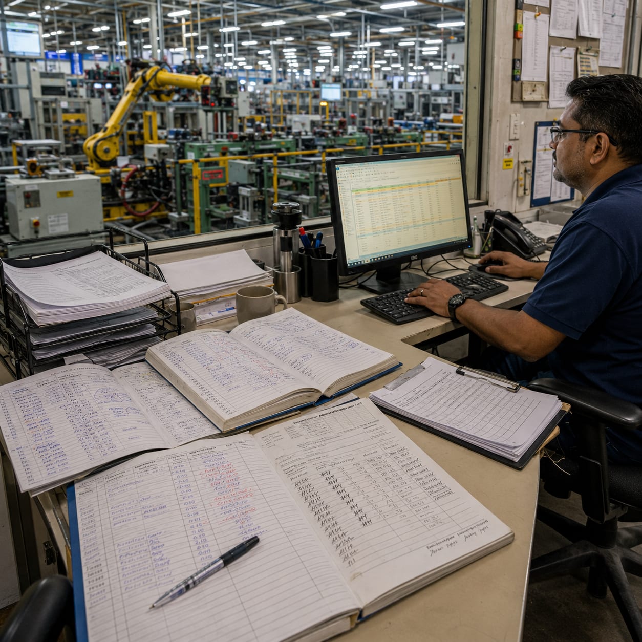 Shop floor cascade illustrated, the disconnect between machine state and ERP entries