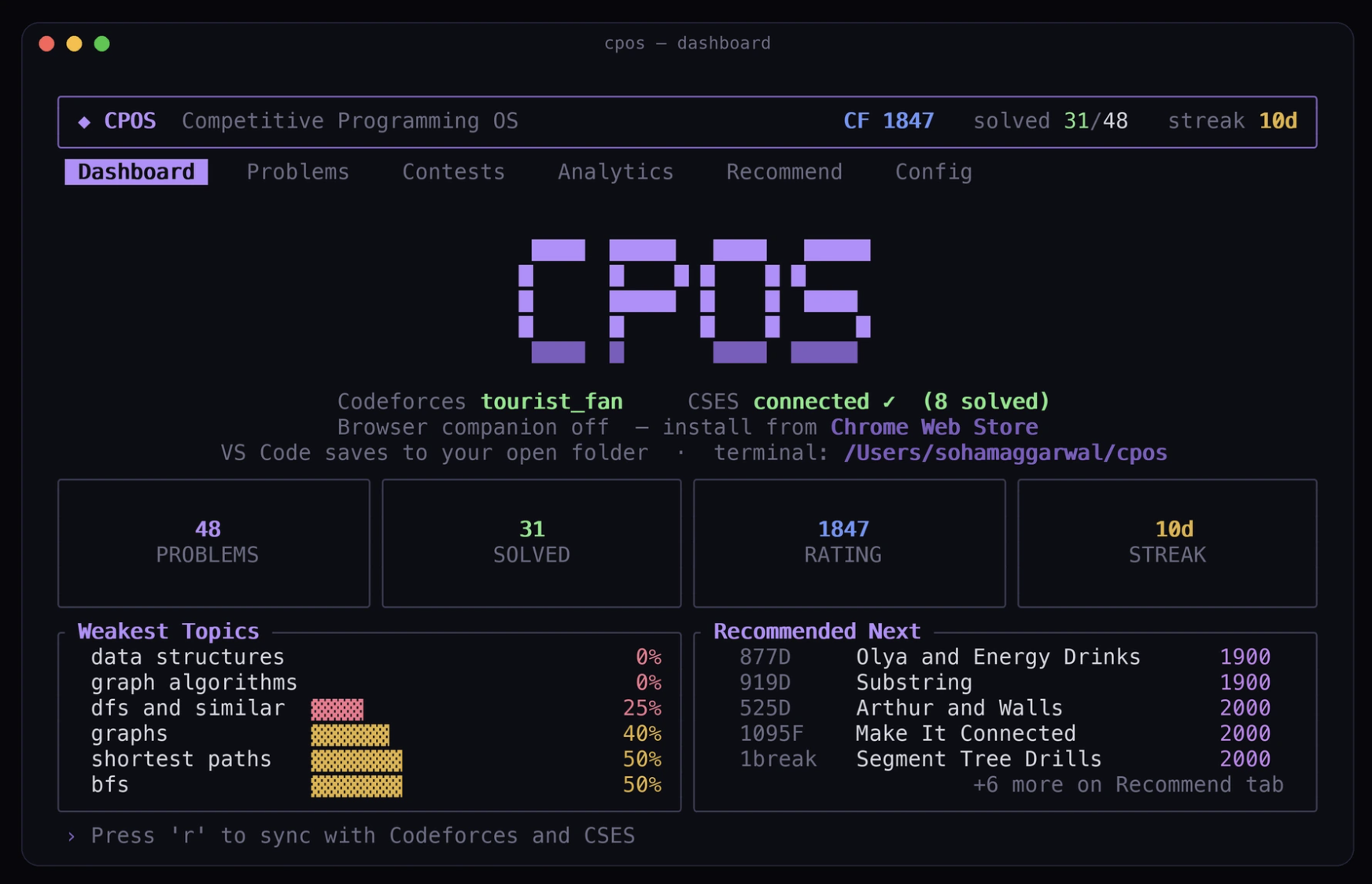 CPOS: Competitive Programming OS preview