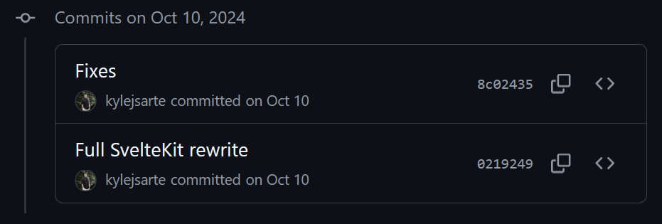 svelte commits