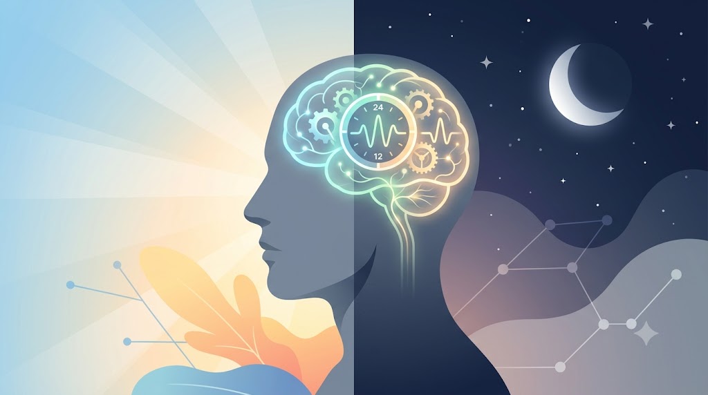 Concept illustration of circadian rhythm and sleep cycles