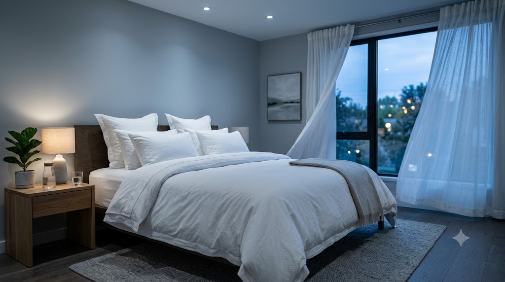 A perfectly prepared bed with breathable cotton sheets