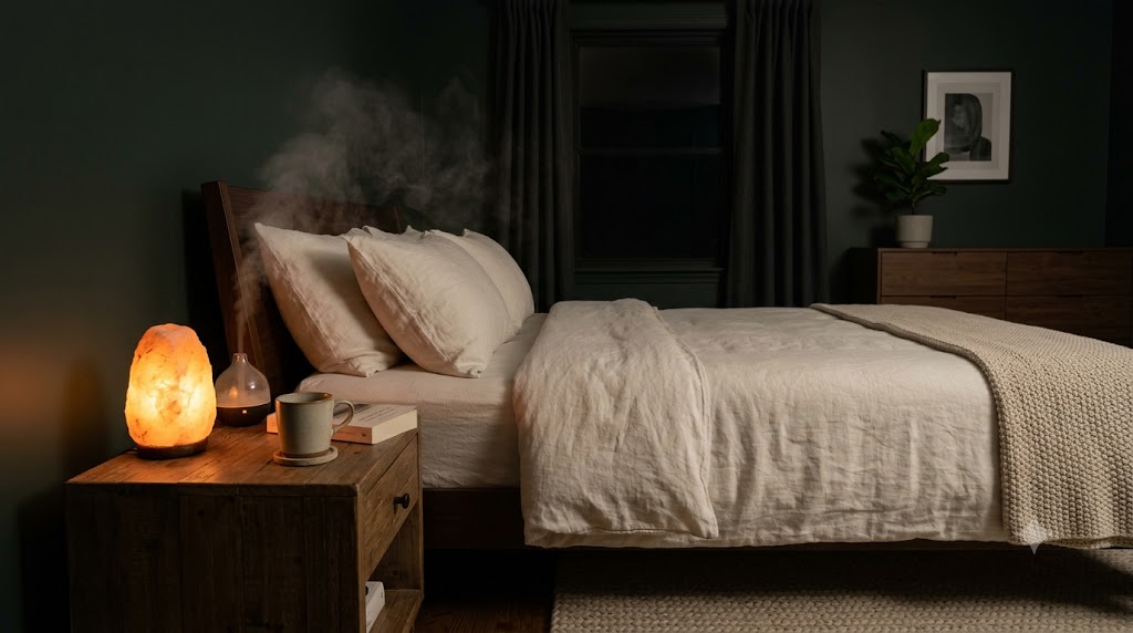 Serene and calming bedroom environment prepared for rest