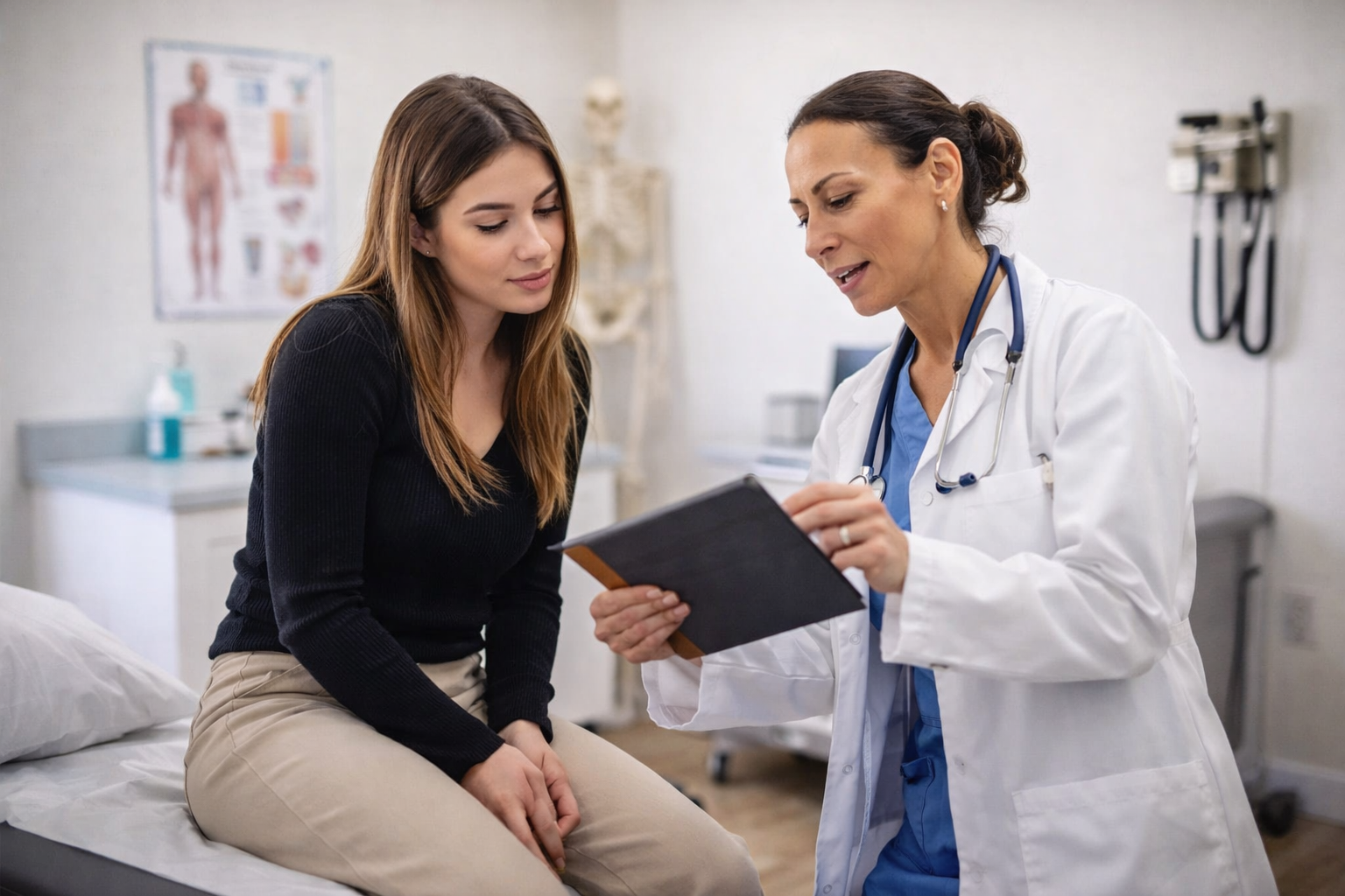 Doctor calmly explaining medical results to a patient