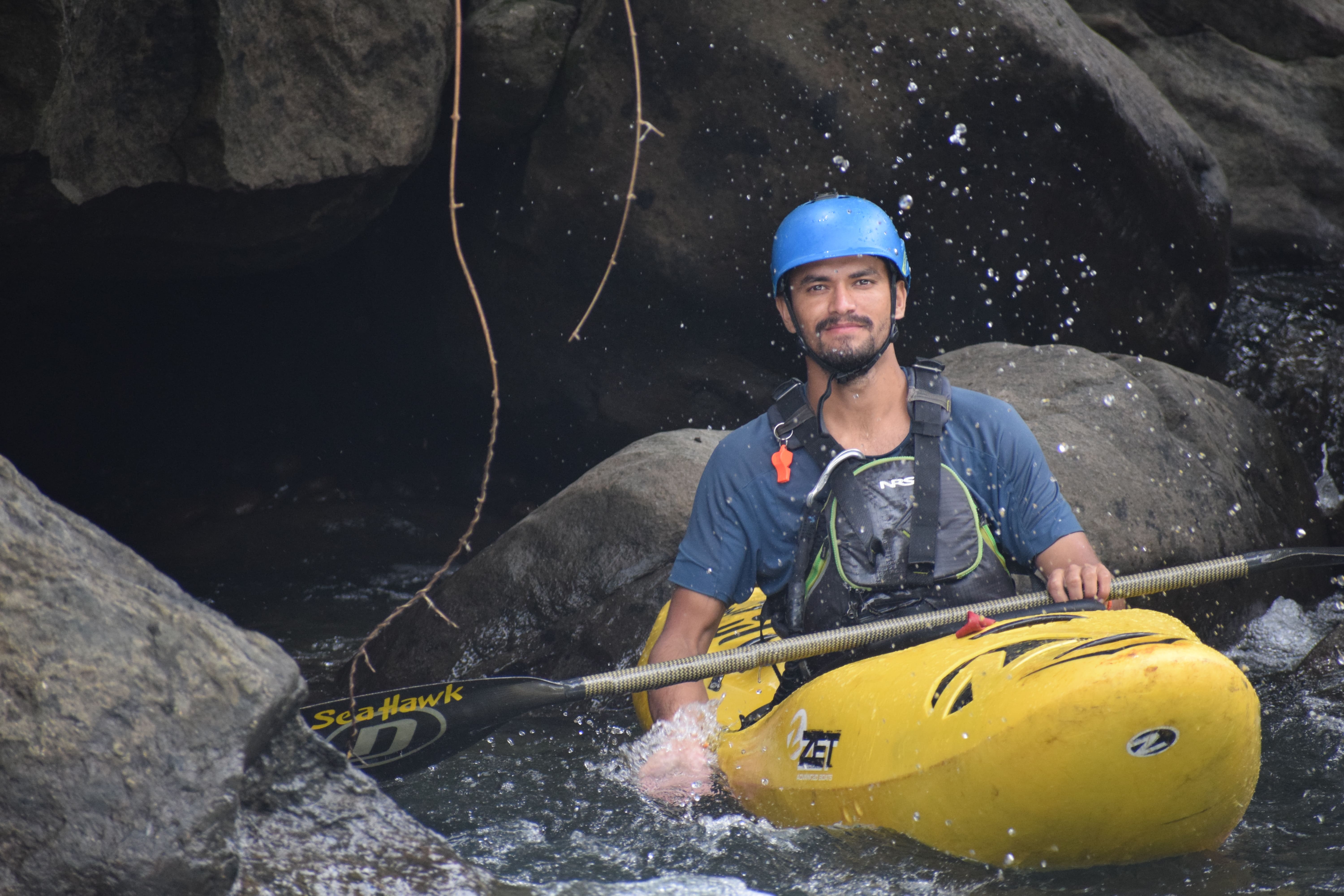 Kayaking student practicing in flat water