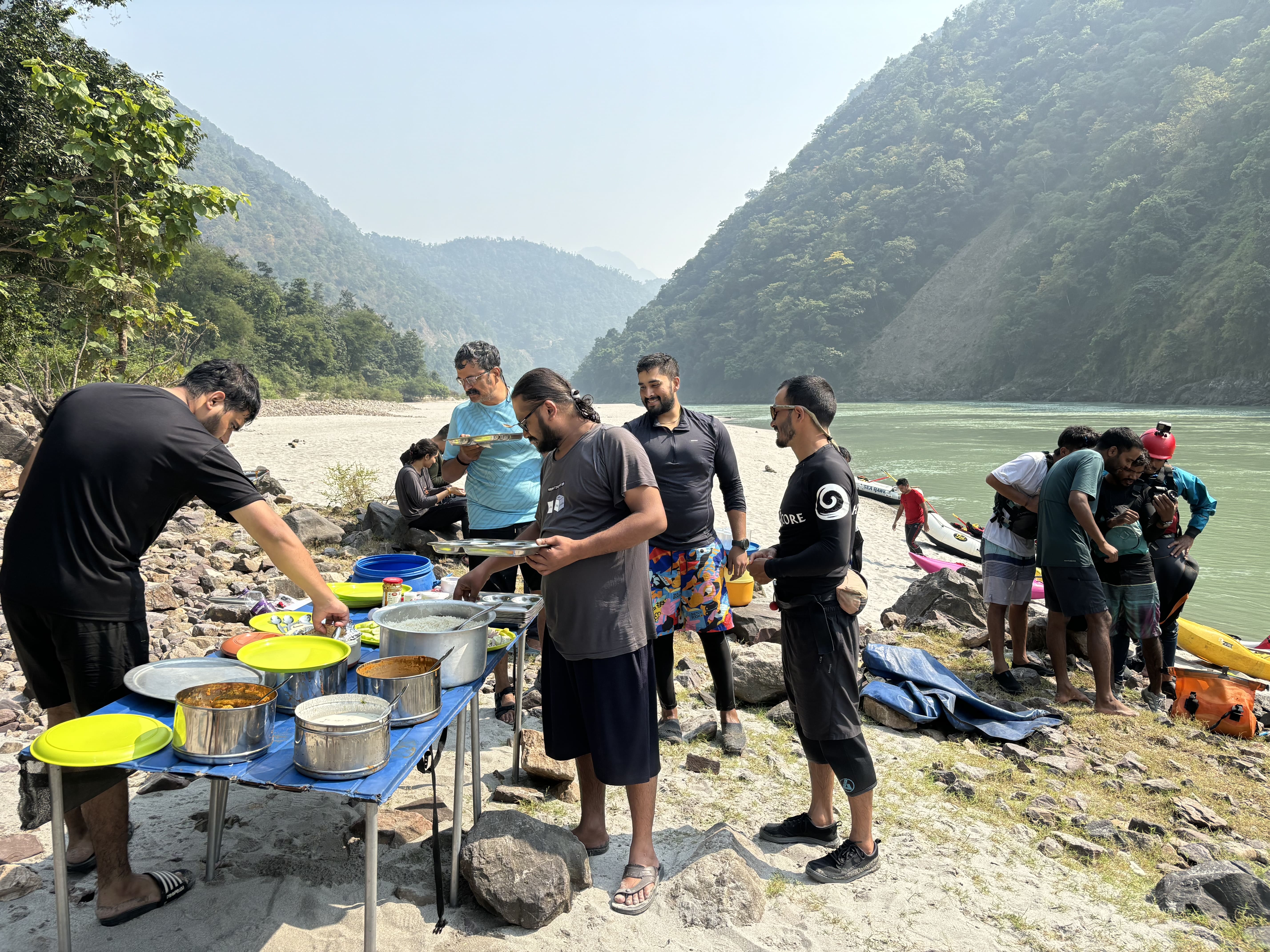 Riverside camping setup during Ganga expedition