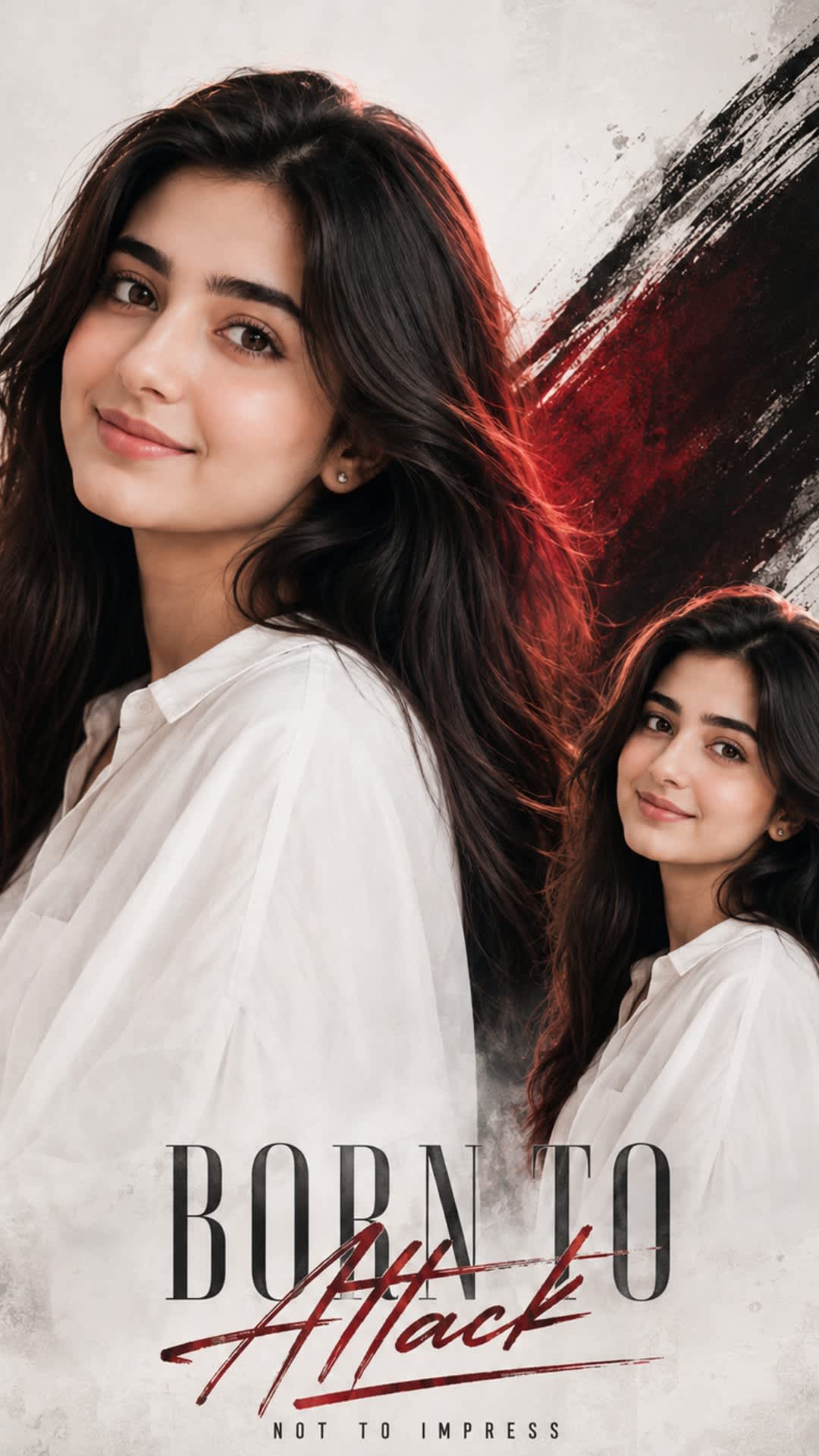 Stylish Double Portrait Poster of Young Indian Woman – Minimalist 4:5 Design