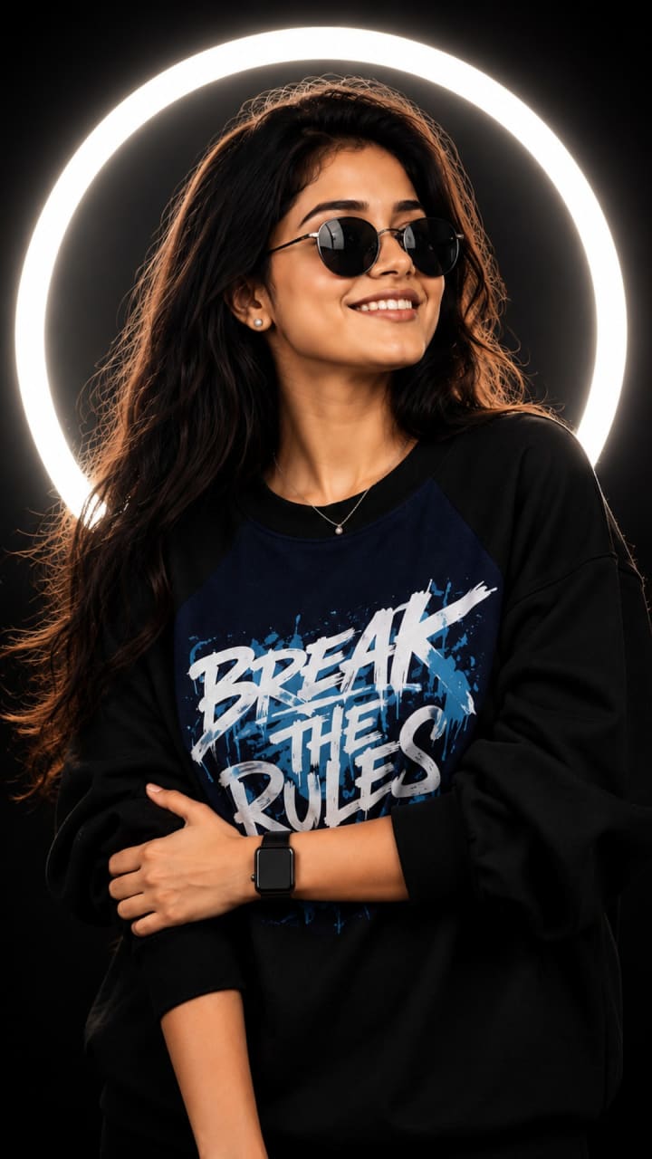 Ultra-Realistic Instagram DP Studio Portrait – Ring Light Halo & Graffiti Sweatshirt