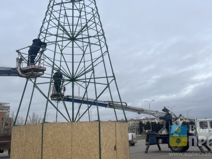 В Волжском устанавливают новогоднюю ёлку