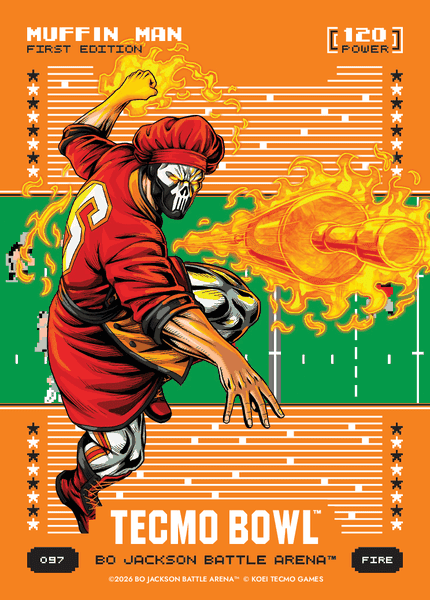 2026 Bo Jackson Battle Arena Muffin Man (Baker Mayfield) Fire Orange Battlefoil #O97