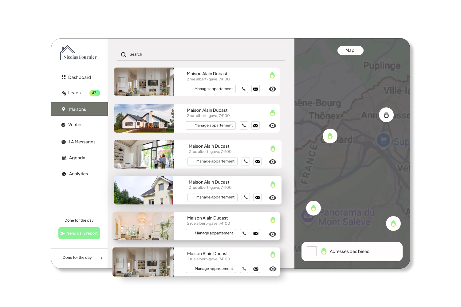 Leads management & Property overview Visual