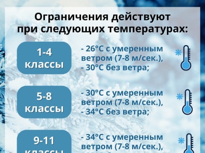 Управление образования ЗАТО Северск напоминает о температурном режиме для ограничения посещения школ