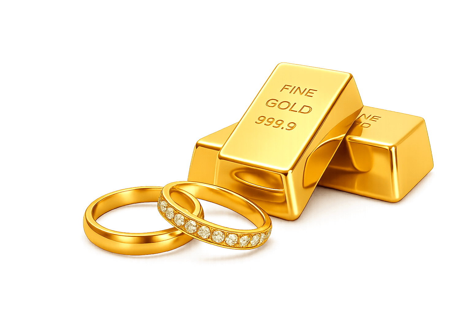 Gold bars and jewellery