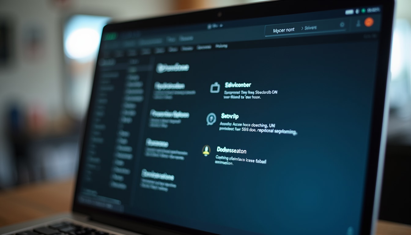 Eye-level view of a laptop screen showing software license options