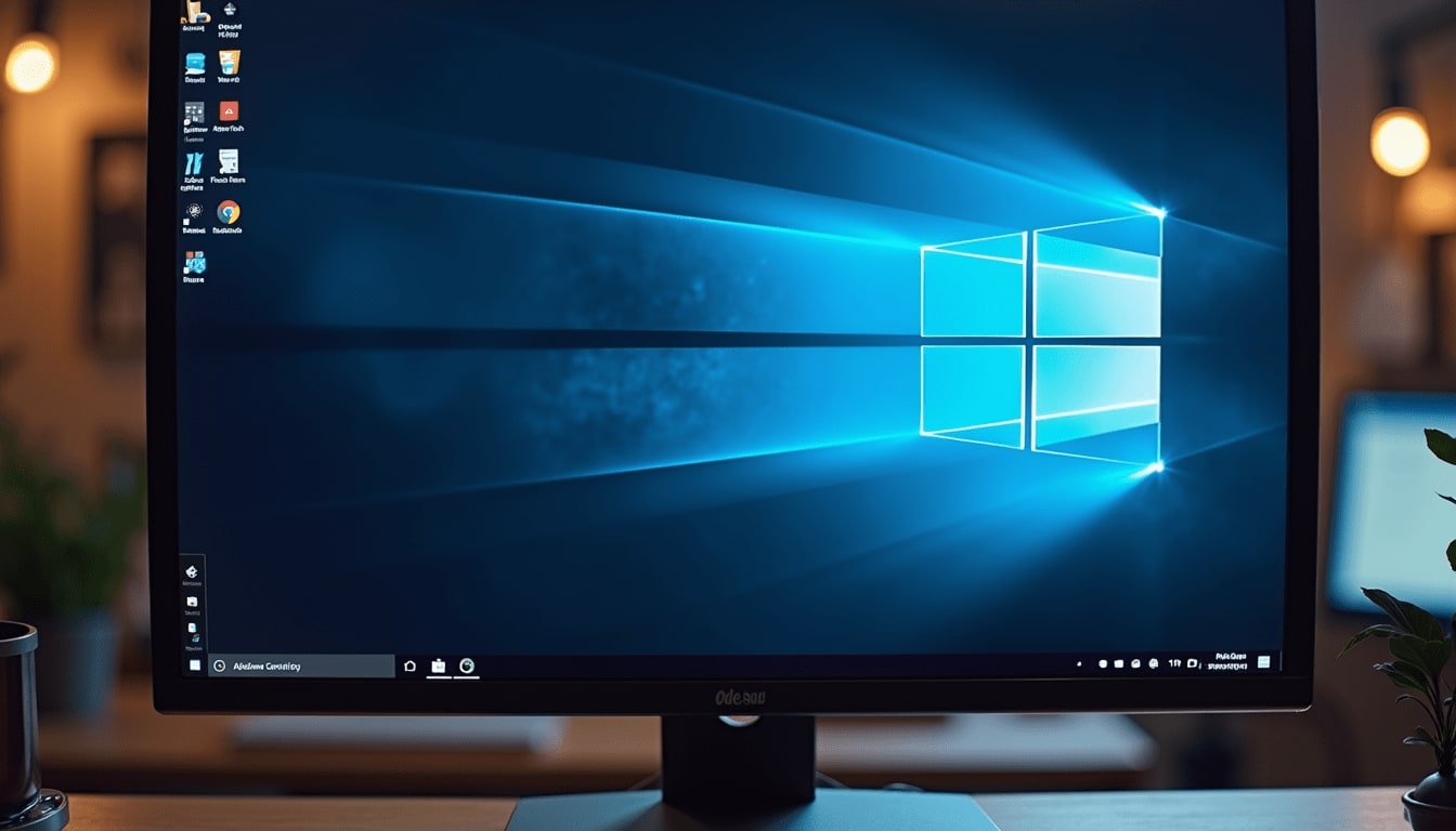 מסך מחשב מודרני שמציג את שולחן העבודה של Windows 11