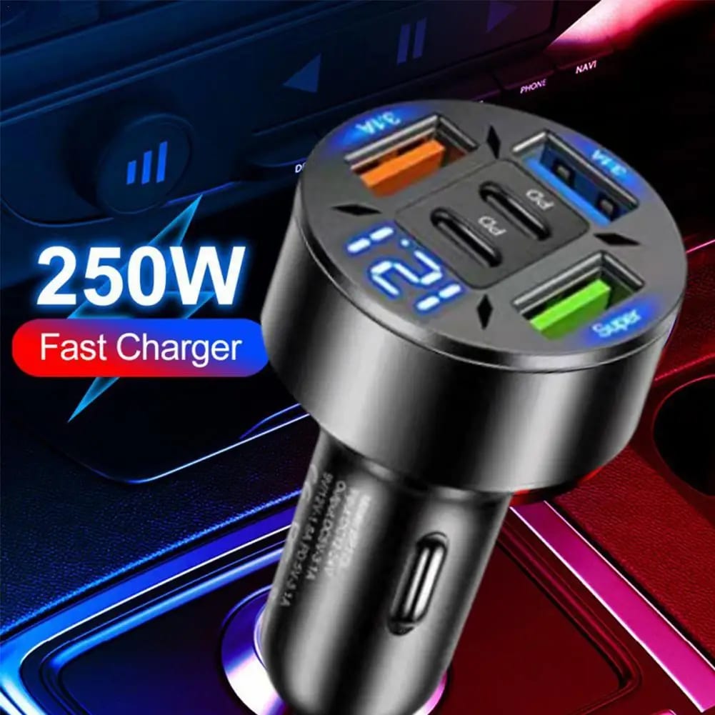 Cargador de auto 250W con 5 puertos por menos de €3