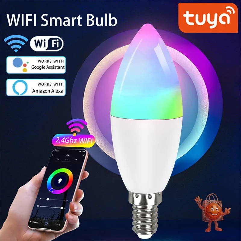 נורה חכמה Tuya RGB: שליטה קולית ו-WiFi ב-₪18.6