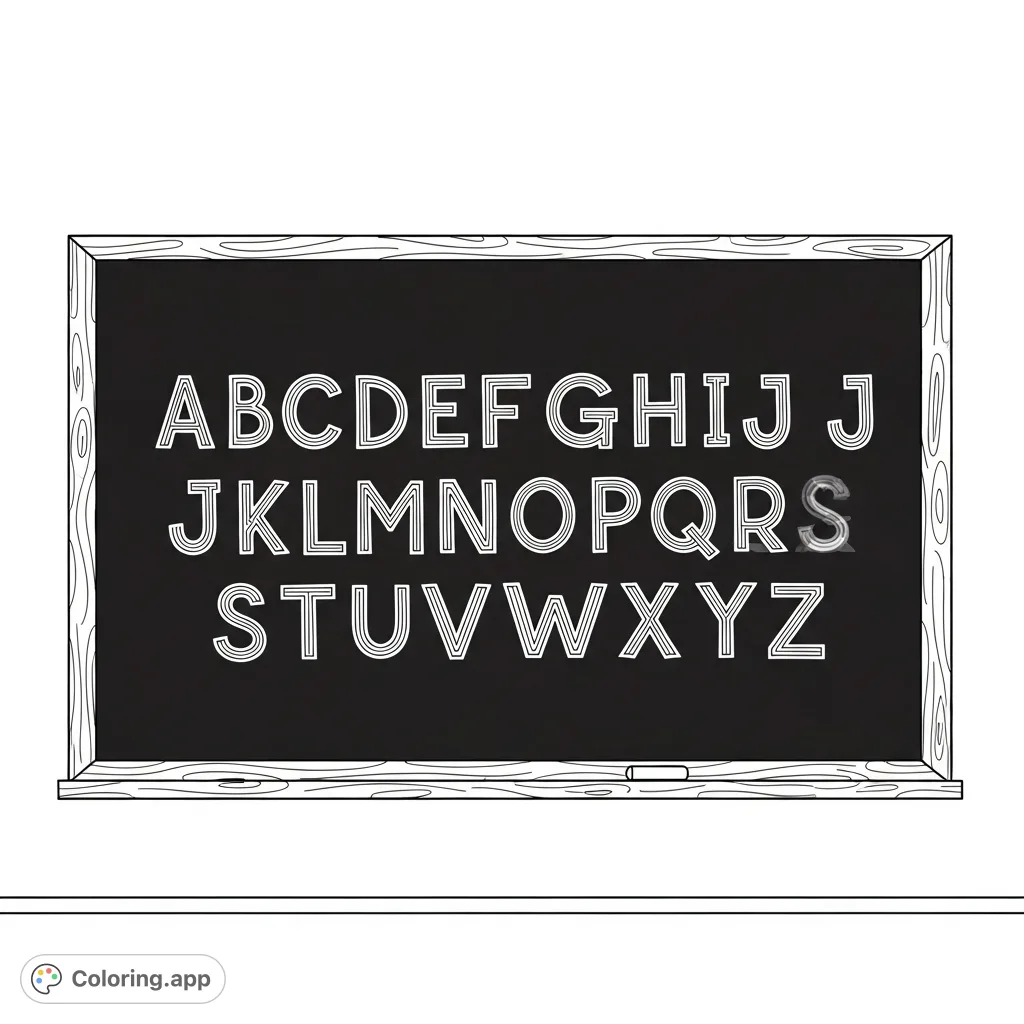 Explore the entire capital alphabet on a classic chalkboard, perfect for young learners and nostalgic adults. A fun, free printable coloring page!
