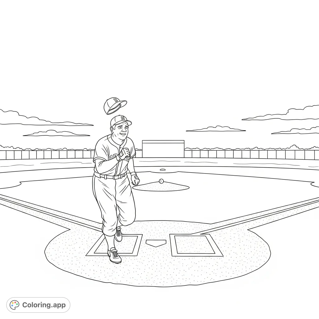 Capture the excitement of baseball history with Babe Ruth rounding second after a home run. A dynamic scene on the diamond, perfect for sports fans.