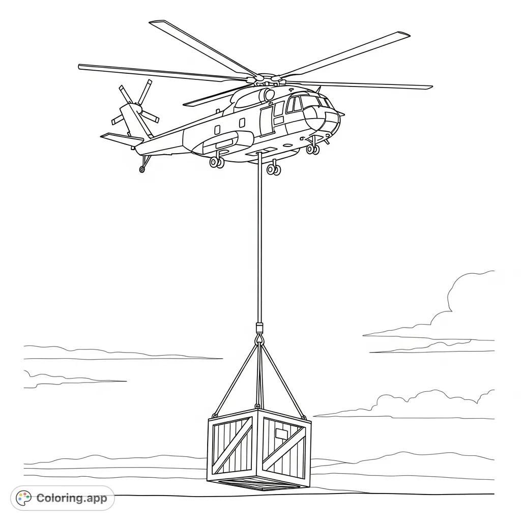 Cargo Helicopter Coloring Pages - Coloring.app