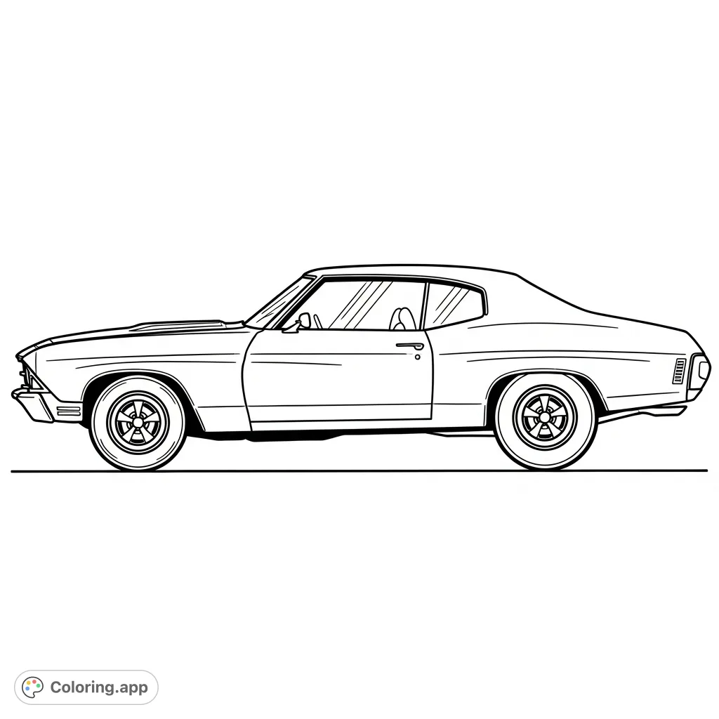 Experience the thrill of American muscle with this classic Chevelle-style silhouette. Perfect for car enthusiasts to customize with their favorite colors.