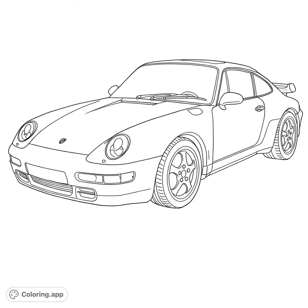 Rev up your creativity with this detailed classic sports car coloring page. Perfect for car enthusiasts to customize their dream ride!