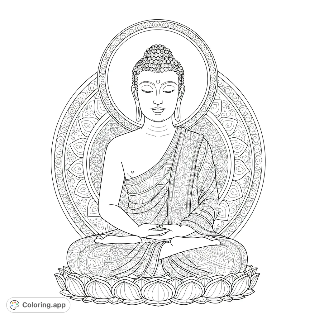 Meditative Buddha Coloring Page