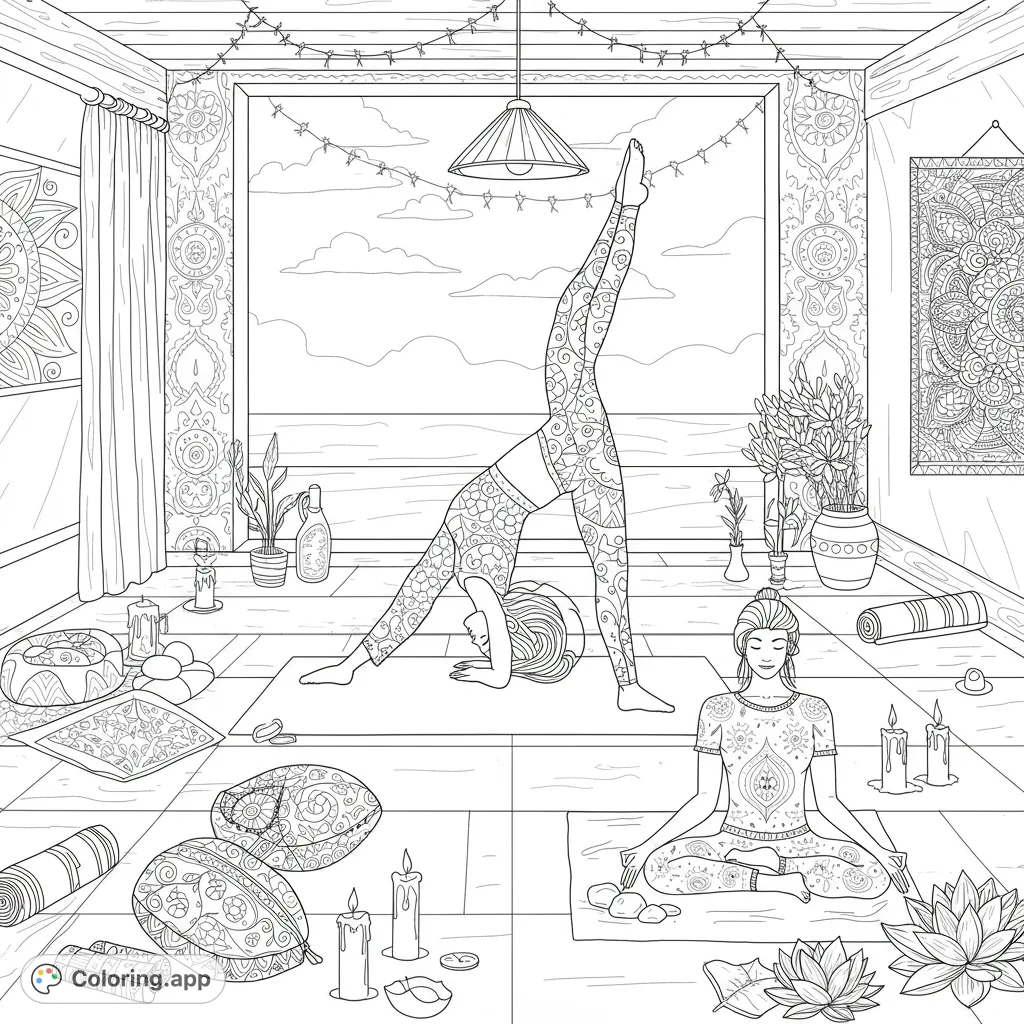 Yoga Studio Serenity Coloring Page