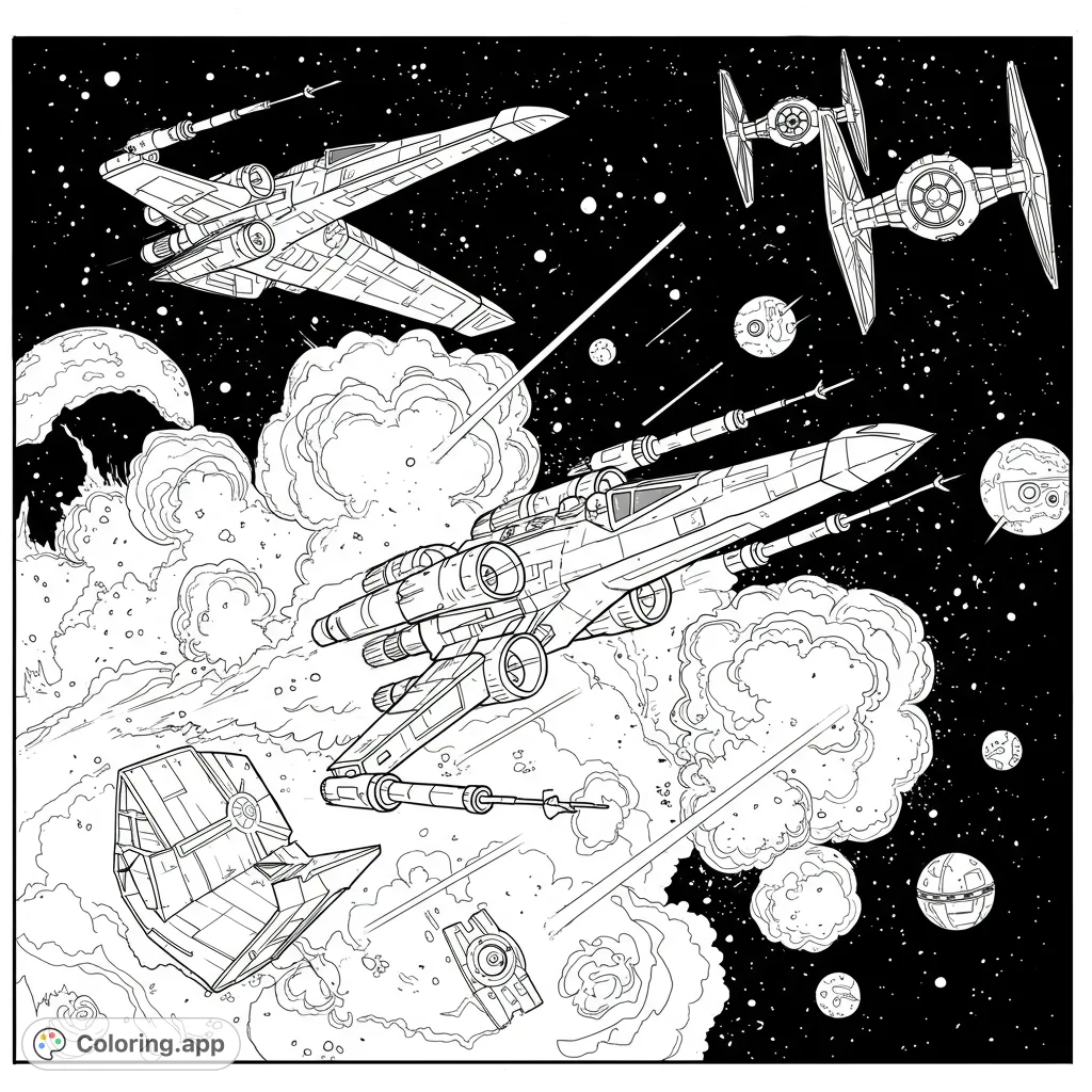 Epic Star Wars Space Battle Coloring